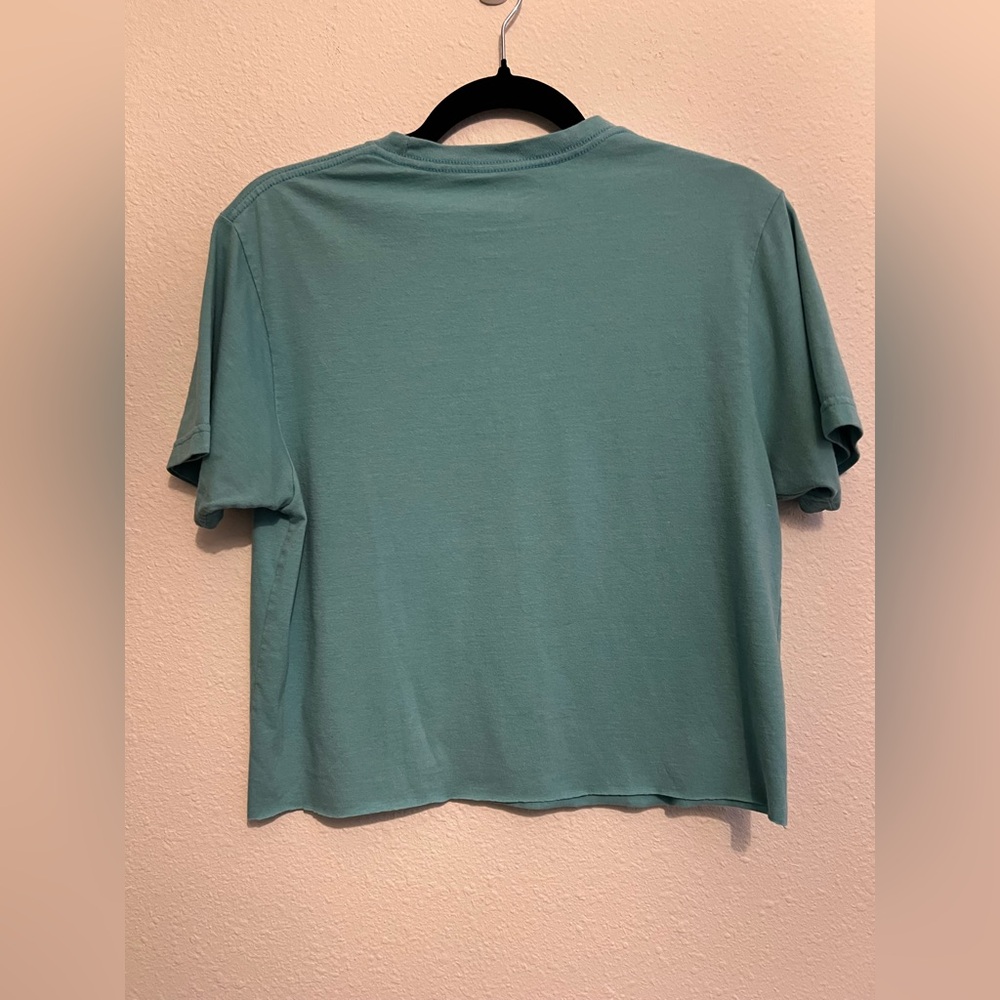 #734 Patagonia Ventura California graphic tee turquoise cropped medium - Picture 2 of 3
